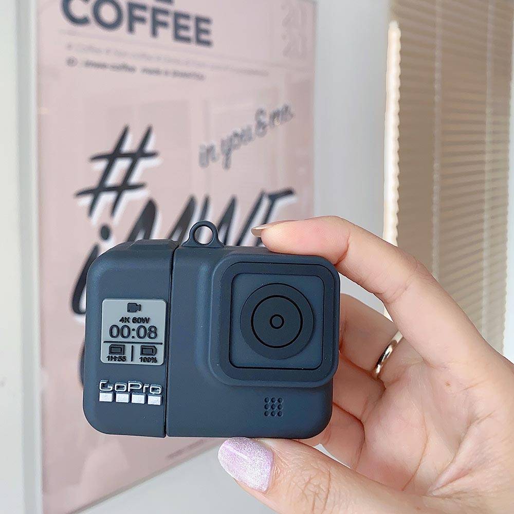 Vỏ bảo vệ hộp sạc tai nghe không dây phối hình máy ảnh bằng silicon chống rơi thích hợp cho Airpods 3 1/2/3 2021 Pro