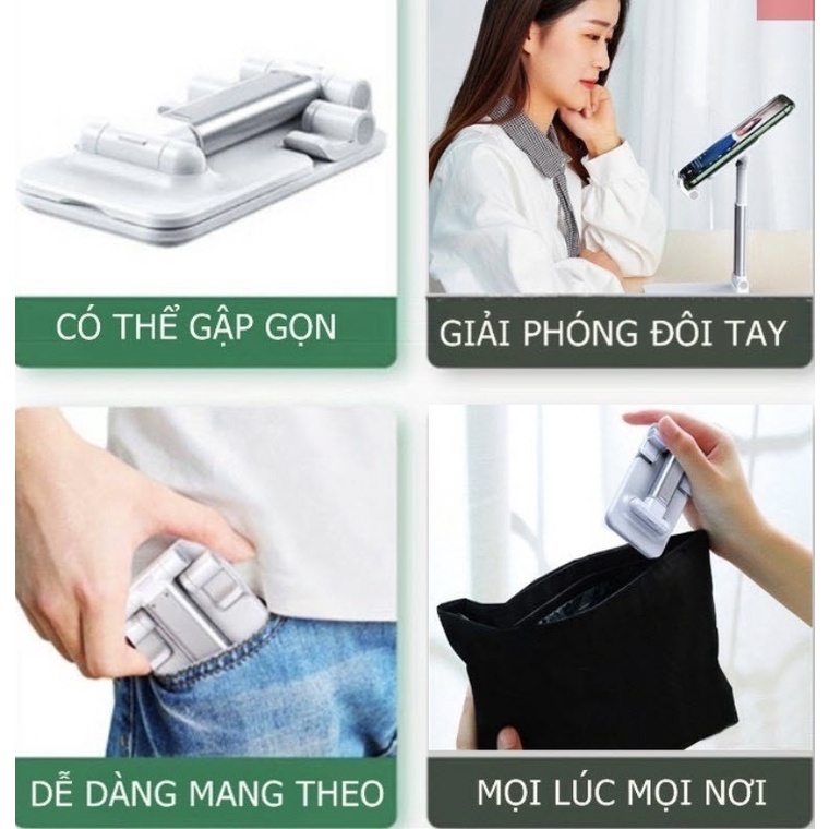 Giá Đỡ Điện Thoại , Khung Gấp Gọn Chắc Chắn, Góc Xoay Linh Hoạt, Hỗ Trợ Làm Việc Hay Học Tập
