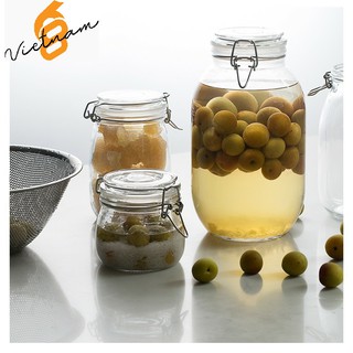 Hũ thủy tinh nắp cài kim loại 3000ml cao cấp