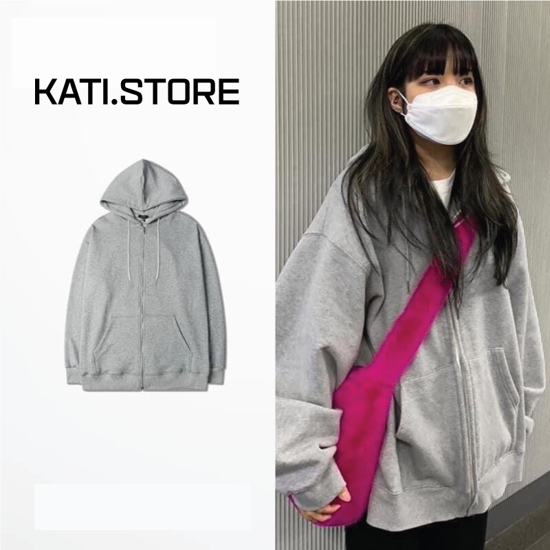 Áo Hoodie Unisex Chất Liệu Nỉ Bông Free Size - Áo Khoác Nữ Kéo Khoá Màu Xám Basic AK007 | BigBuy360 - bigbuy360.vn