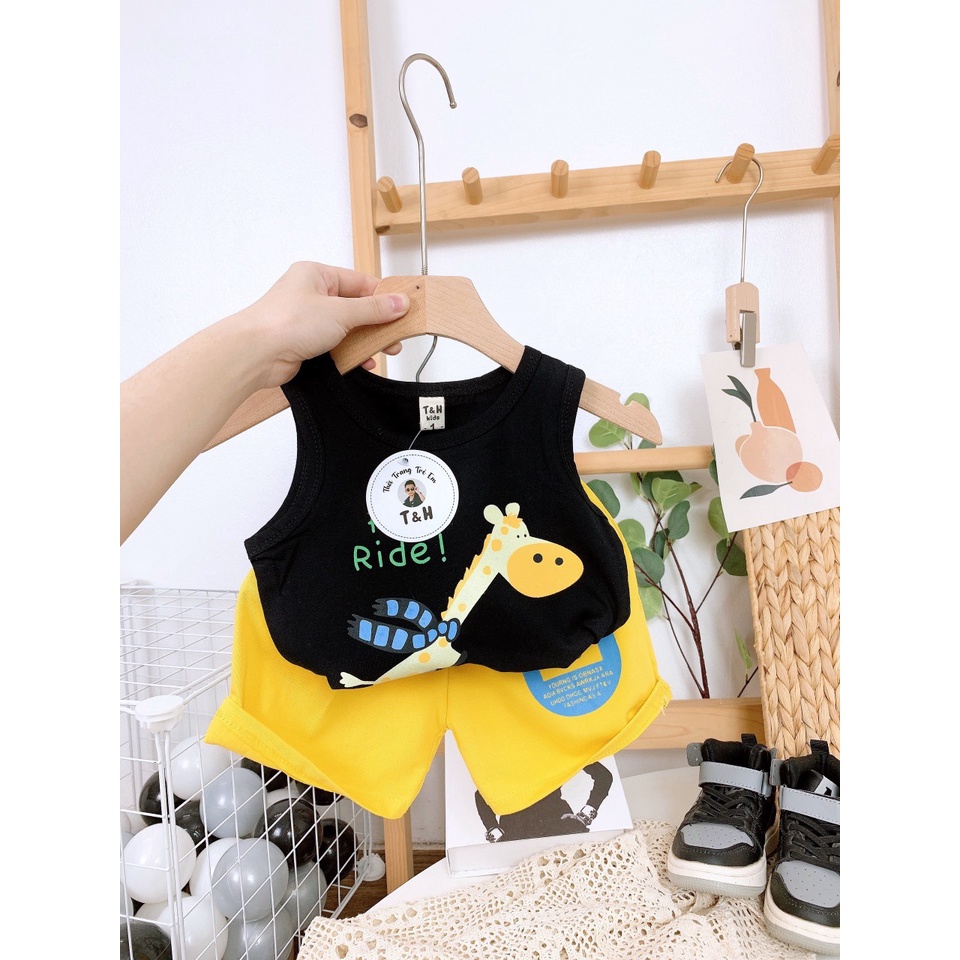 Mẫu 3 Lỗ Huơu Cao Cổ Cho Bé Trai, Chất Thun Cotton Sát Nách Trẻ Em MiDu Kid