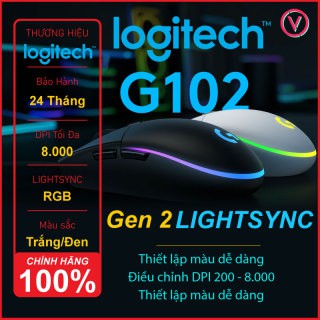 CHUỘT VI TÍNH (MOUSE) LOGITECH G102 GEN2 LIGHTSYNC GAMING- ĐEN (BLACK)