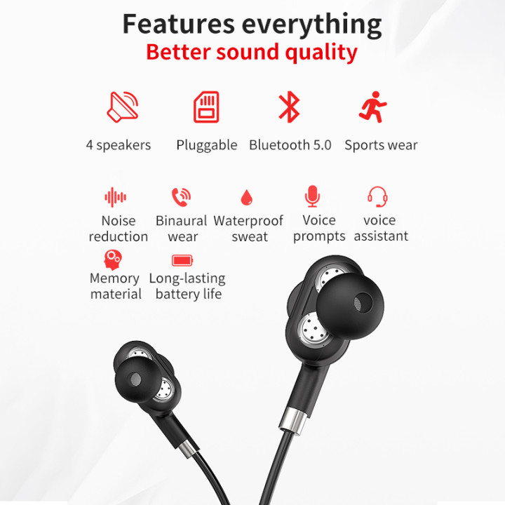 Tai Nghe Bluetooth 5.0 Không Dây Âm Thanh Hifi Có Micro Và Phụ Kiện