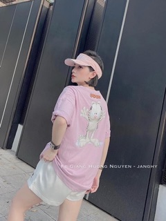 ÁO PHÔNG NỮ MÀU TÍM IN MÈO