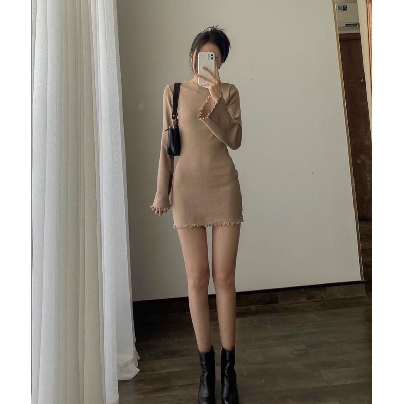 ĐẦM BODY NUDE TAY LOE