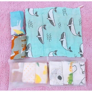 Sét 3 khăn mặt muslin sợi tre