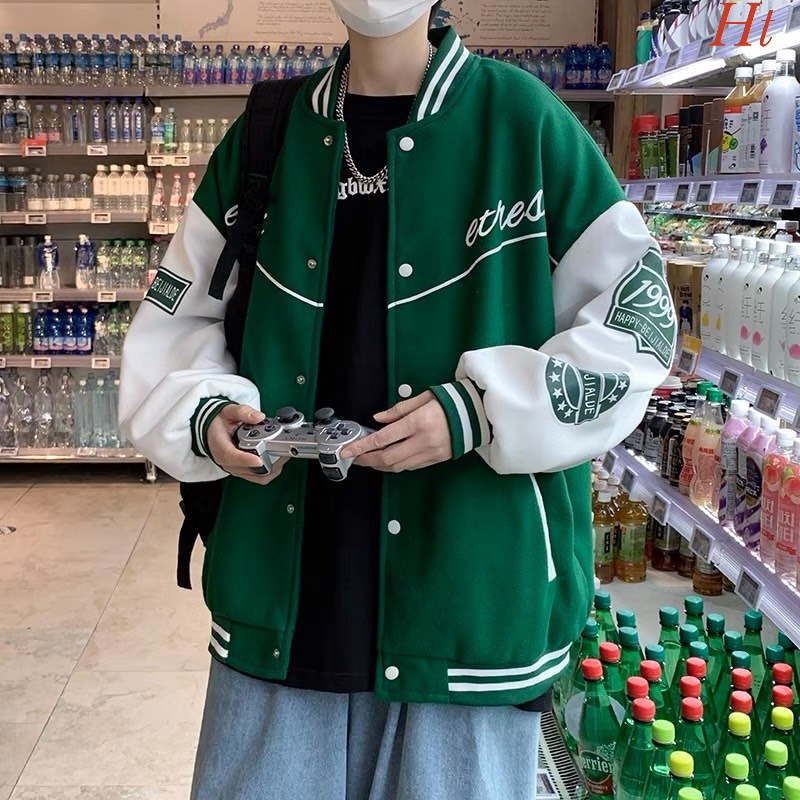 Áo Khoác Bomber Nam Nữ nỉ chéo SET ❣️ chất liệu: nỉ cotton 2 màu: đen, xanh rêu siêu hottrend