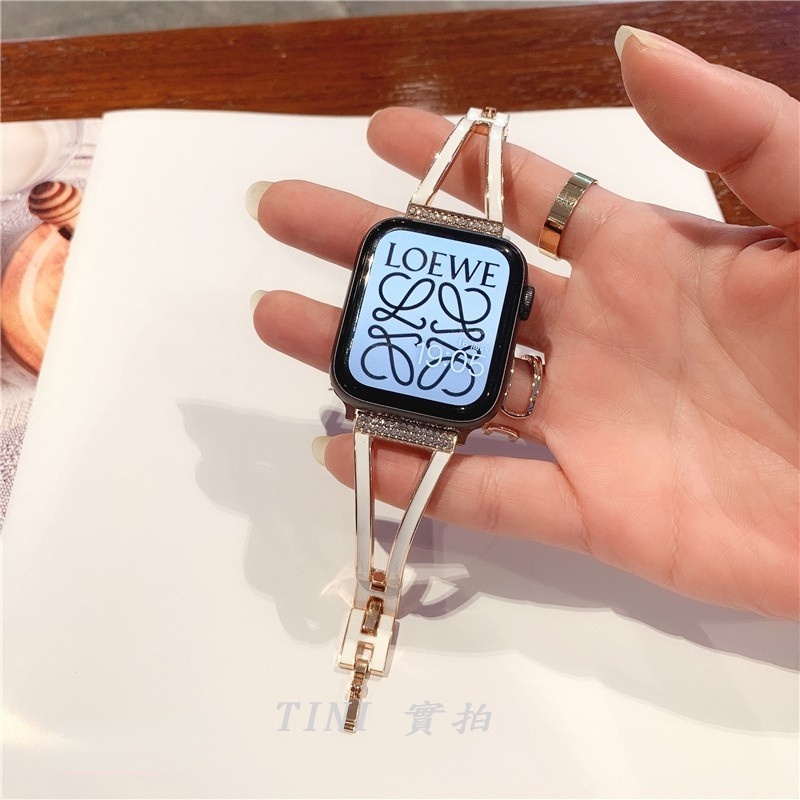 Dây Đeo Đồng Hồ Bằng Kim Loại 41mm 44mm 38 40 45mm Sang Trọng Cho Apple Watch 7th Generation SE 6/5/4/3