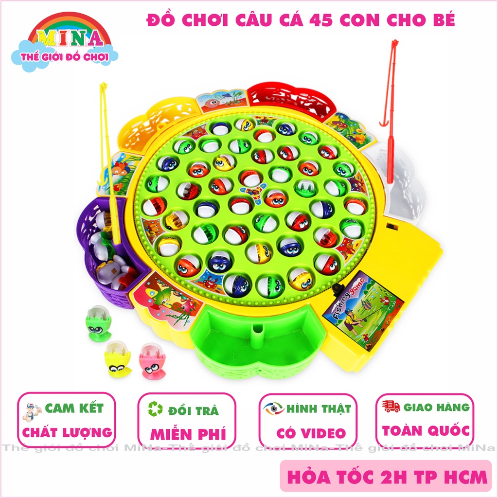 Bộ đồ chơi câu cá 45 con đĩa xoay có nhạc fishing -Trò chơi giáo dục cho bé trai và bé gái