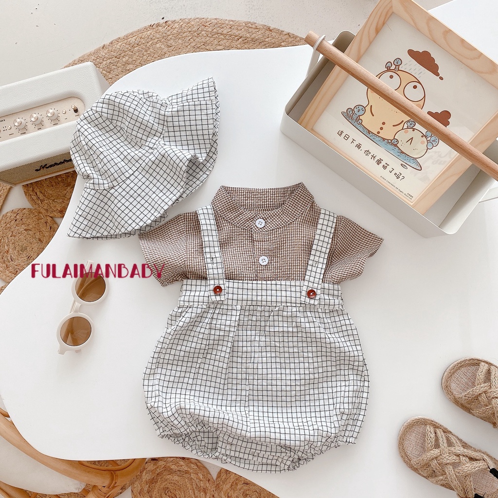 Bộ Áo Sơ Mi Ngắn Tay + Quần Short + Mũ Thời Trang Mùa Hè Cho Bé Trai