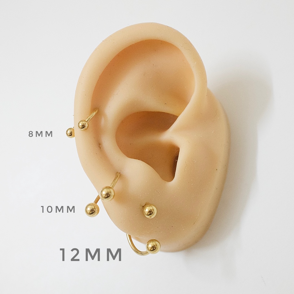 [1 Chiếc] Khuyên Tai Titan Unisex Chữ U Thân 1.2mm Màu VÀNG Không Gỉ Sét Không Ngứa Bông Tai Julies Box 66