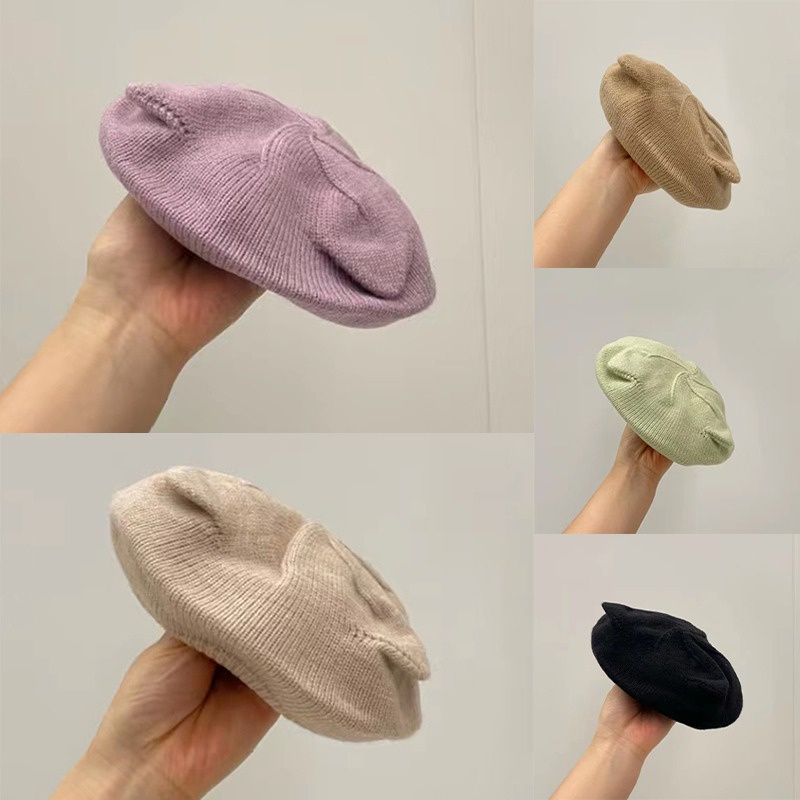 Mũ Beret Dệt Kim Đính Tai Nhỏ Dễ Thương Phong Cách Hàn Quốc Cho Bé