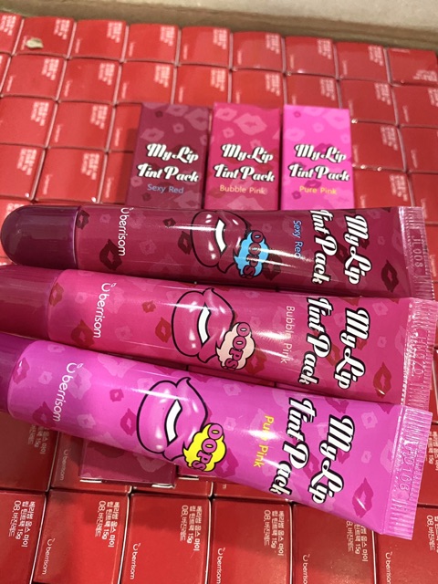 Combo 3 son xăm môi Hàn Quốc chính hãng Berisom Chu My Lip Tint Pack  #3 tông màu bất kỳ