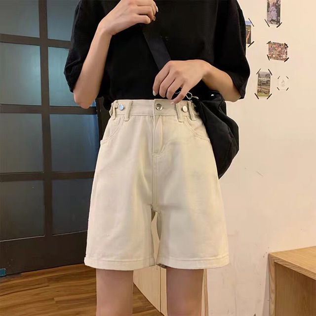 Quần short jean nữ ống rộng lưng cao, quần đùi bò kaki sắn gấu ulzzang C3 | BigBuy360 - bigbuy360.vn