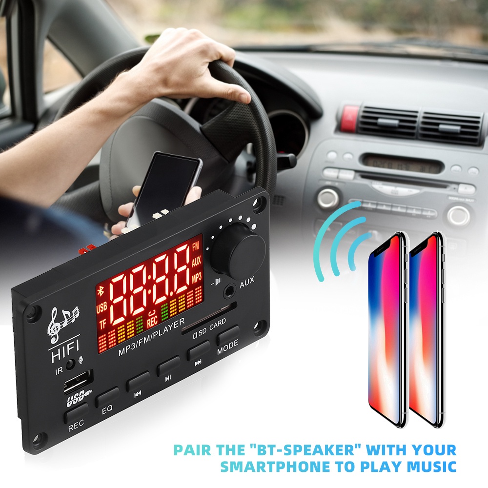 Bộ Khuếch Đại Âm Thanh MP3 2 * 50W 7-22V Bluetooth 5.0 Màn Hình Lớn Có Cổng USB Cho Loa / Xe Hơi