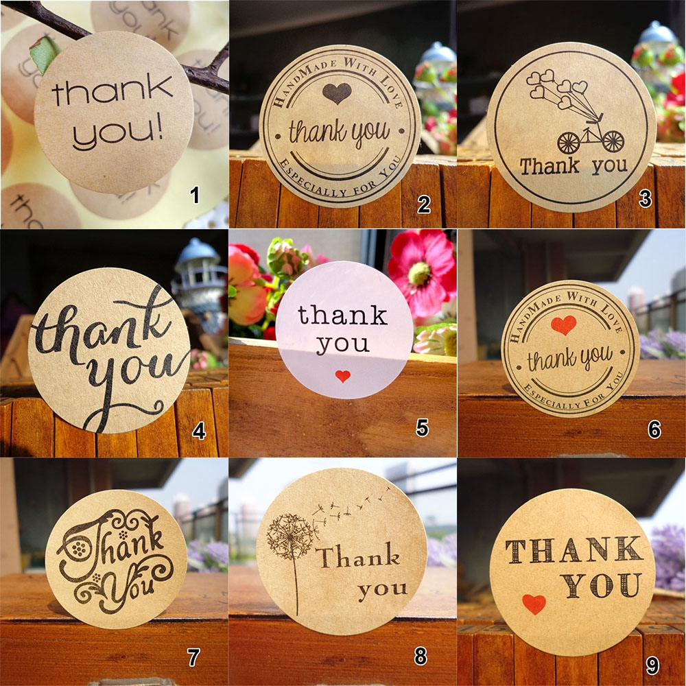 Set 120 nhãn dán tròn in chữ Thank You đẹp mắt
