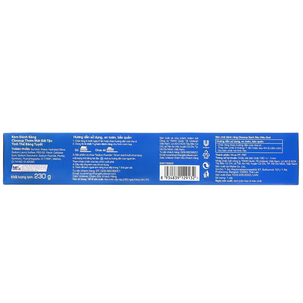 Bộ Bàn Chải Đánh Răng Và Kem Đánh Răng Closeup Tinh Thể Băng Tuyết 230 g