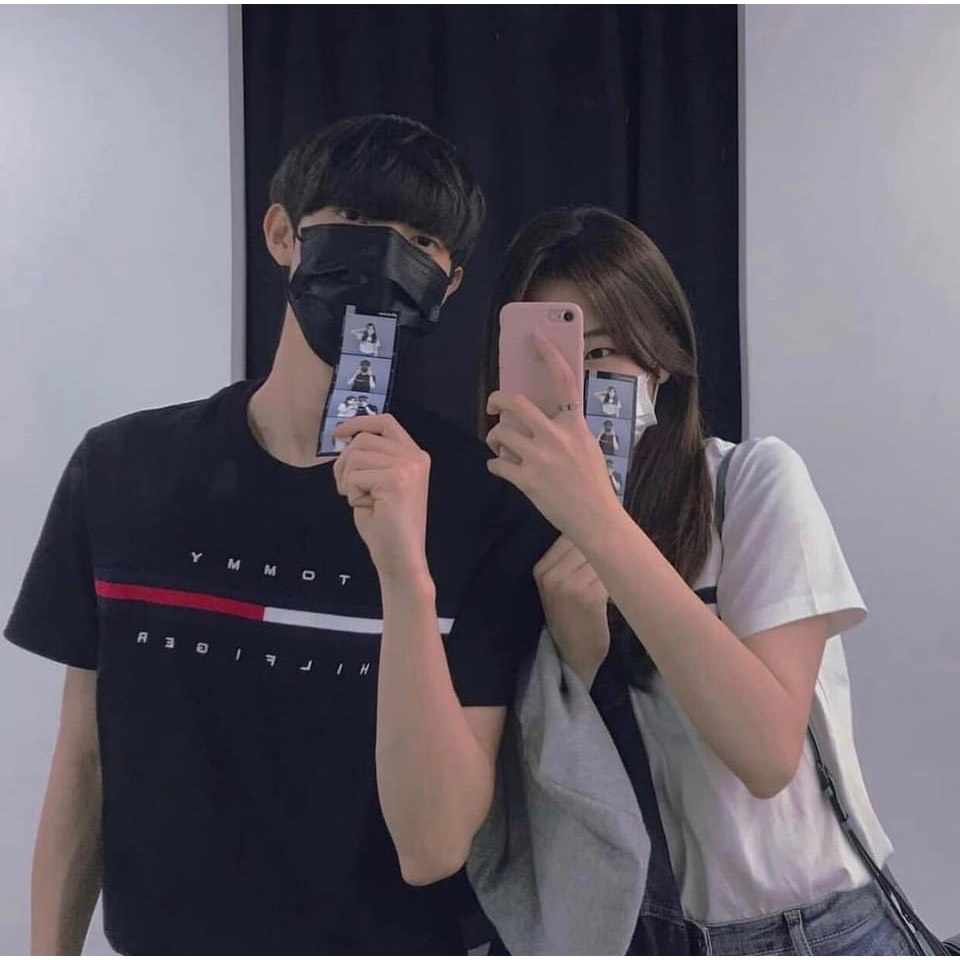 Áo Phông Tommy  Nam Nữ Tay Ngắn Vải Cotton 4 Chiều Mịn Mát Chuẩn Form ,Trắng -Xanh - Đỏ - Đen  Elyfashion1