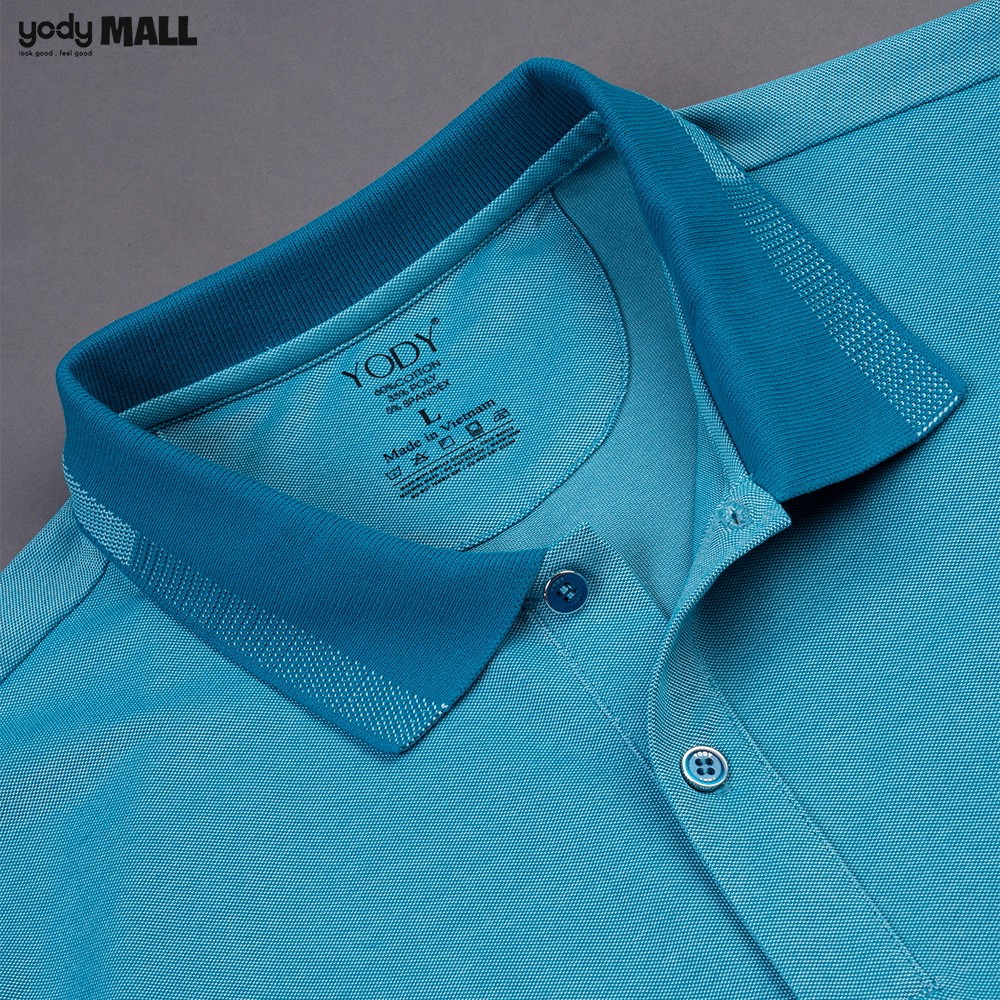 Áo Polo nam mắt chim phối bo trơn có cổ YODY chất vải cotton thấm hút tốt APM3299 | BigBuy360 - bigbuy360.vn