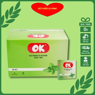Bao cao su OK bạc hà – Hộp lớn 144 cái (Hộp 3 cái x 48 hộp nhỏ) - Giá Rẻ - Hàng Việt Nam Chất Lượng Cao.