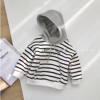 Áo nỉ sọc mũ lót lông