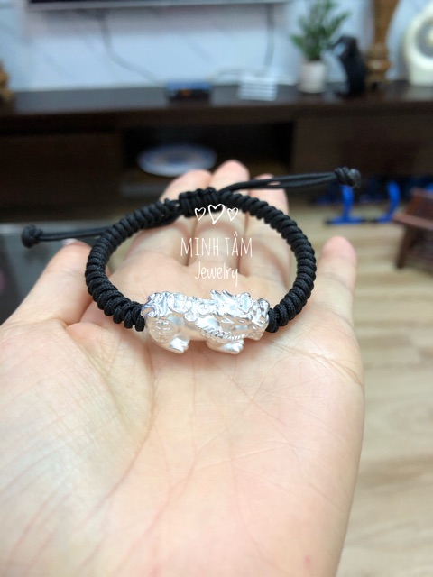 Vòng tay tỳ hưu bạc tết chỉ đỏ may mắn-Minh Tâm Jewelry