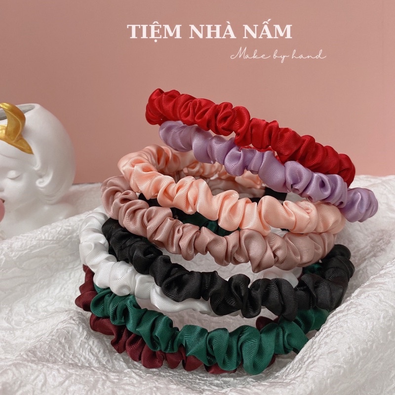 BỜM / CÀI TÓC NHÚN SATIN HÀN QUỐC - [ Nhà Nấm handmade ]