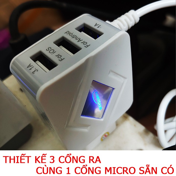 [BẢO HÀNH 12 THÁNG] Củ sạc điện thoại Đa Năng, Dock sạc 4 cổng ra - Công suốt 3.2A - Sạc được 4 thiết bị một lúc