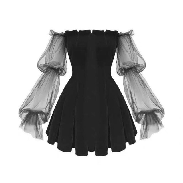 Đầm Xòe Cúp Ngực UMI Phối Tay Lưới Bo Thun Phía Sau Lưng ( Có Mút Ngực ) | BigBuy360 - bigbuy360.vn