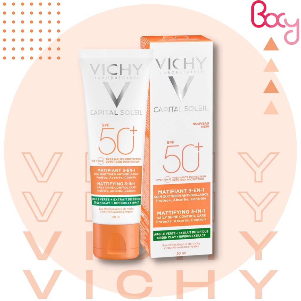 Kem chống nắng VICHY Capital Soleil Matifiant SPF50+ 3 in 1 Kiềm dầu (vạch xanh) 50ml