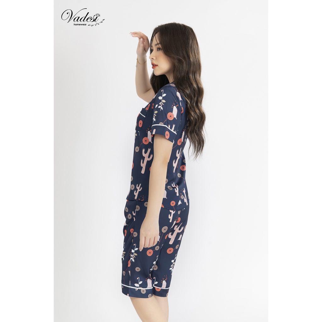 Bộ Đồ Ngủ Pijama Lửng Nữ Họa Tiết Đẹp Chất Lụa Cao Cấp Thoáng Mềm, Thấm Hút Co Giãn Nhẹ