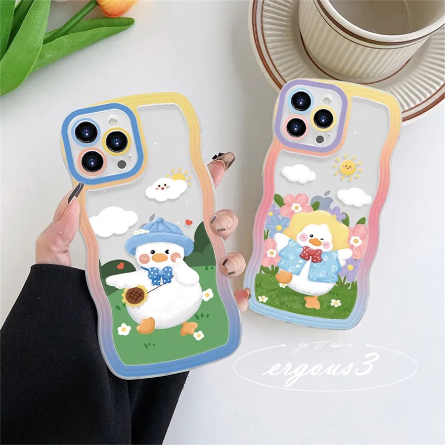 Ốp Điện Thoại Mềm Họa Tiết Chú Vịt Hoạt Hình Dễ Thương Cho iPhone 14 13 12 11 Pro Max SE2020 X XR Xs Max 7 8 Plus
