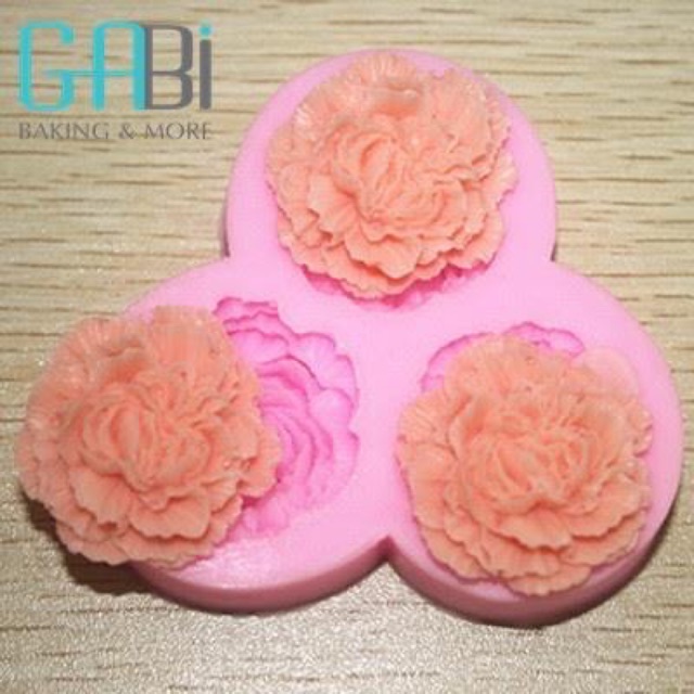 Khuôn fondant silicon 3 hoa ly/mẫu đơn
