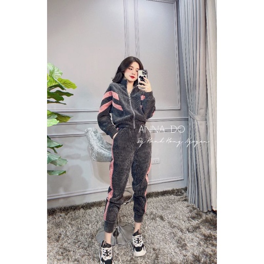 Bộ nhung thể thao hàng thu đông cao cấp