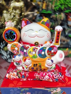 Mèo thần tài Niên niên phát tài 25cm