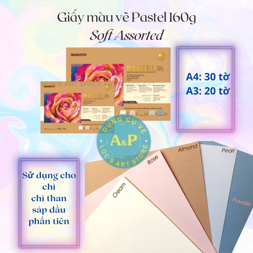 [Lộc'sArtStore] Pad giấy vẽ màu Pastel cao cấp MUNGYO Gallery Hàn Quốc 160gsm
