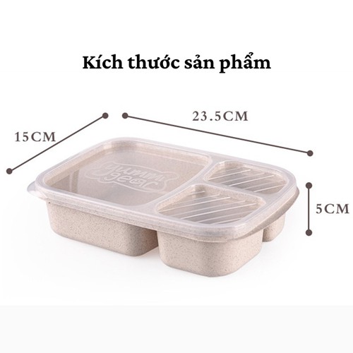 [SALE] Hộp đựng cơm 🔥 Hộp cơm lúa mạch văn phòng 3 ngăn cao cấp nắp trong suốt dùng được trong lò vi sóng | BigBuy360 - bigbuy360.vn