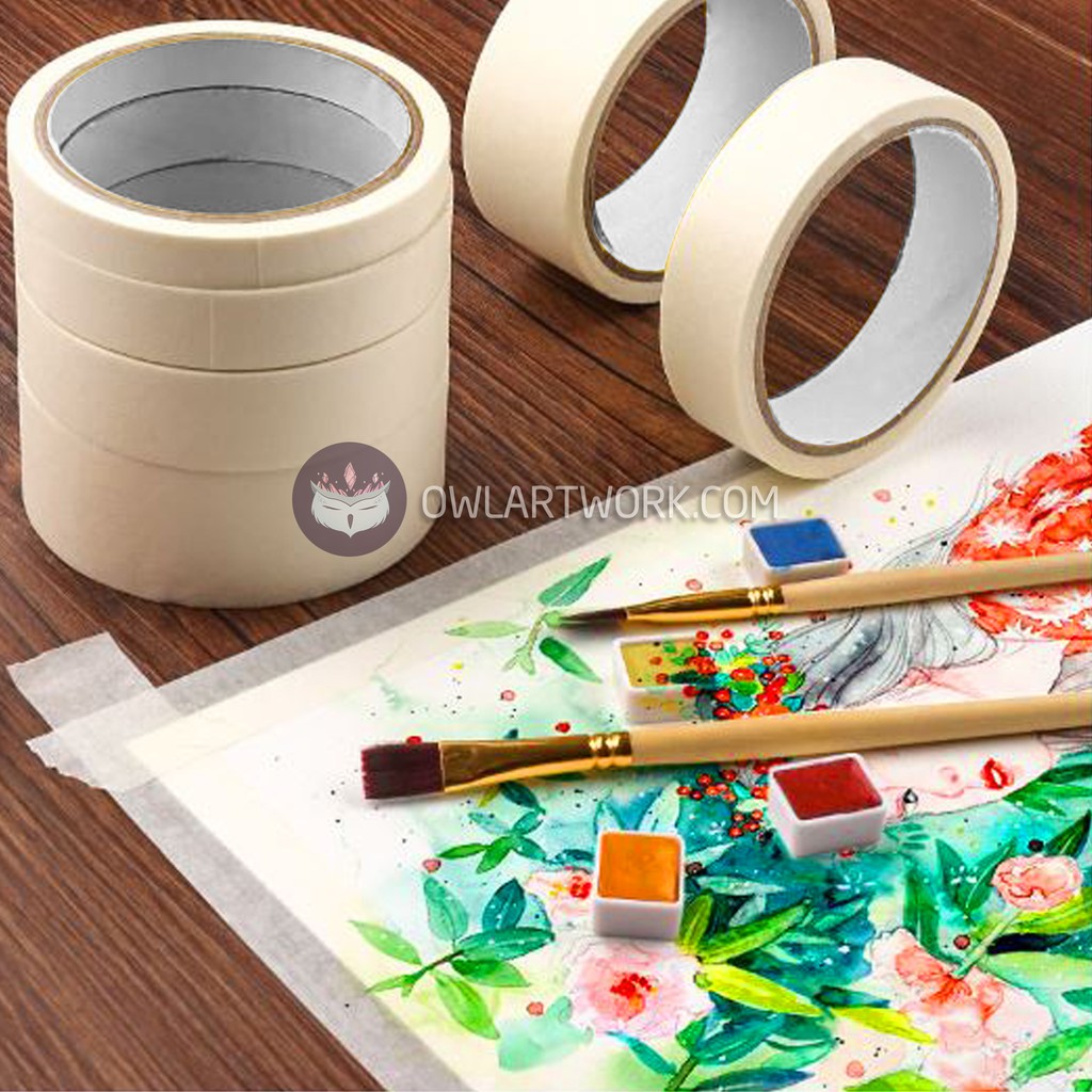 Băng keo giấy cố định giấy vẽ, chặn màu nước, acrylic, gouache.
