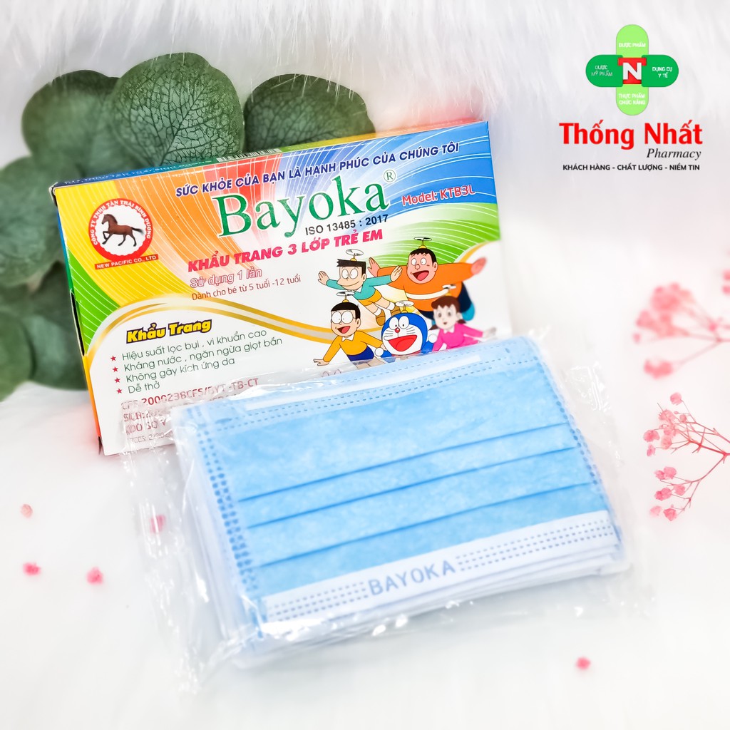 [CHÍNH HÃNG] - Khẩu Trang Cho Bé Từ 6 Tuổi Bayoka Hộp 10 Cái