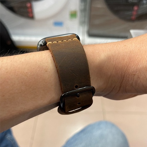 Dây đeo apple watch da bò sáp ngựa điên, dây da apple watch khâu tay cho các seri 1,2,3,4,5,6,7...