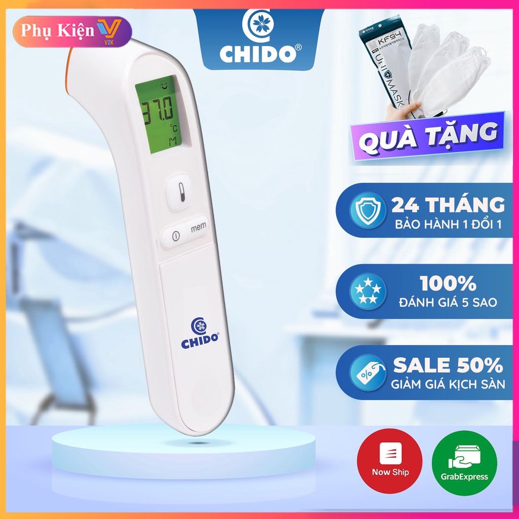 Nhiệt Kế Điện Tử Hồng Ngoại Chido CHÍNH HÃNG 2021 Đo Cơ Thể Đo Vật Thể Phòng dành cho bé CN Nhật Bản [M1T1]