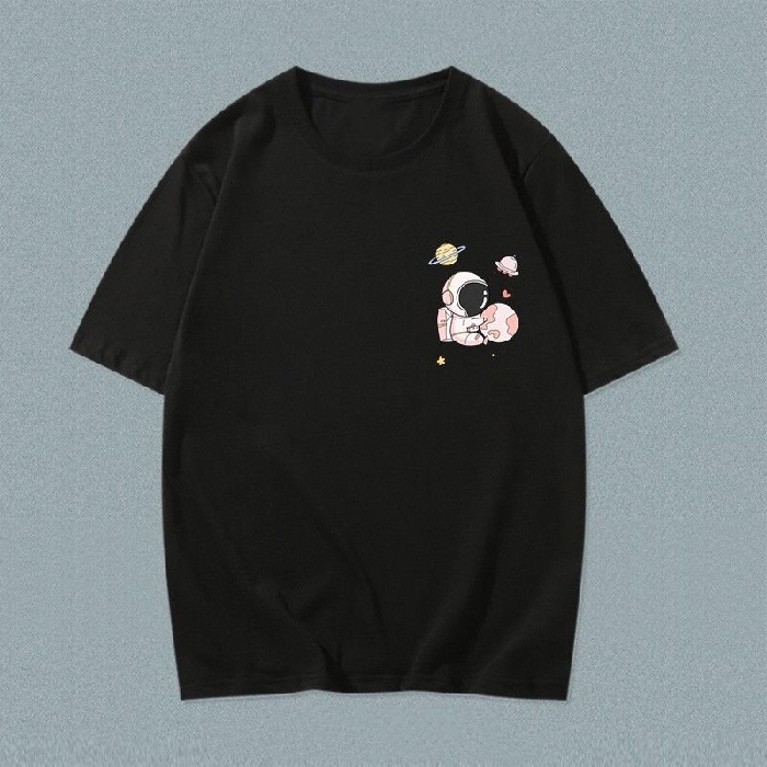 Áo thun SUXI tay ngắn cổ tròn dáng rộng in họa tiết đơn giản thời trang mùa hè cho nữ