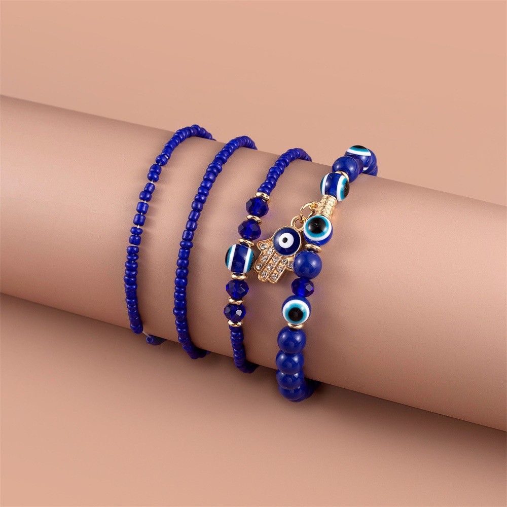 Blue Devil Eye Beaded Rainbow Bracelet