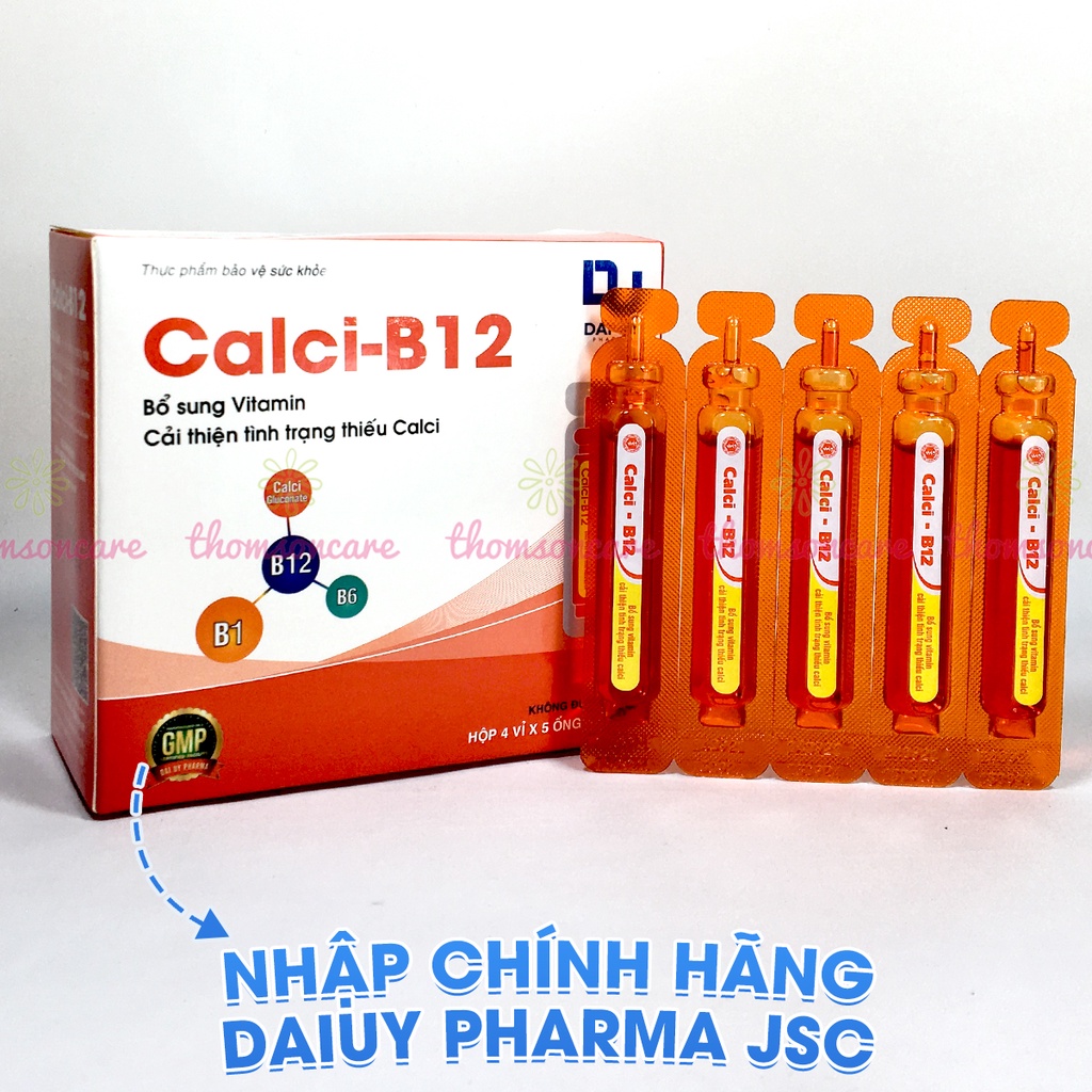 Calci B12 hộp 20 ống 10ml - Tăng cường sức khỏe - Bổ sung vitamin, cải thiện tình trạng thiếu hụt canxi