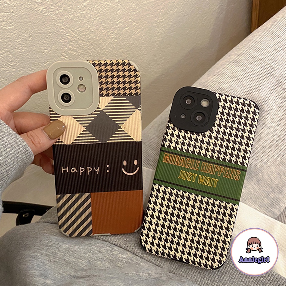 Vintage Houndstooth Knitting Phone Case for IPhone 11 Case 7Plus 8Plus XR 13 12 Pro Max Anti-shatter Soft Faux Leather Back Shell | BigBuy360 - bigbuy360.vn