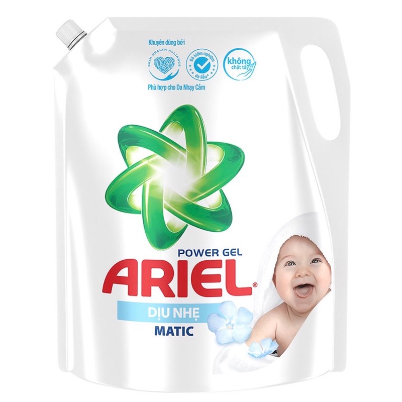 NƯỚC GIẶT ARIEL DỊU NHẸ MỚI TÚI 2.15KG VÀ 3,25KG
