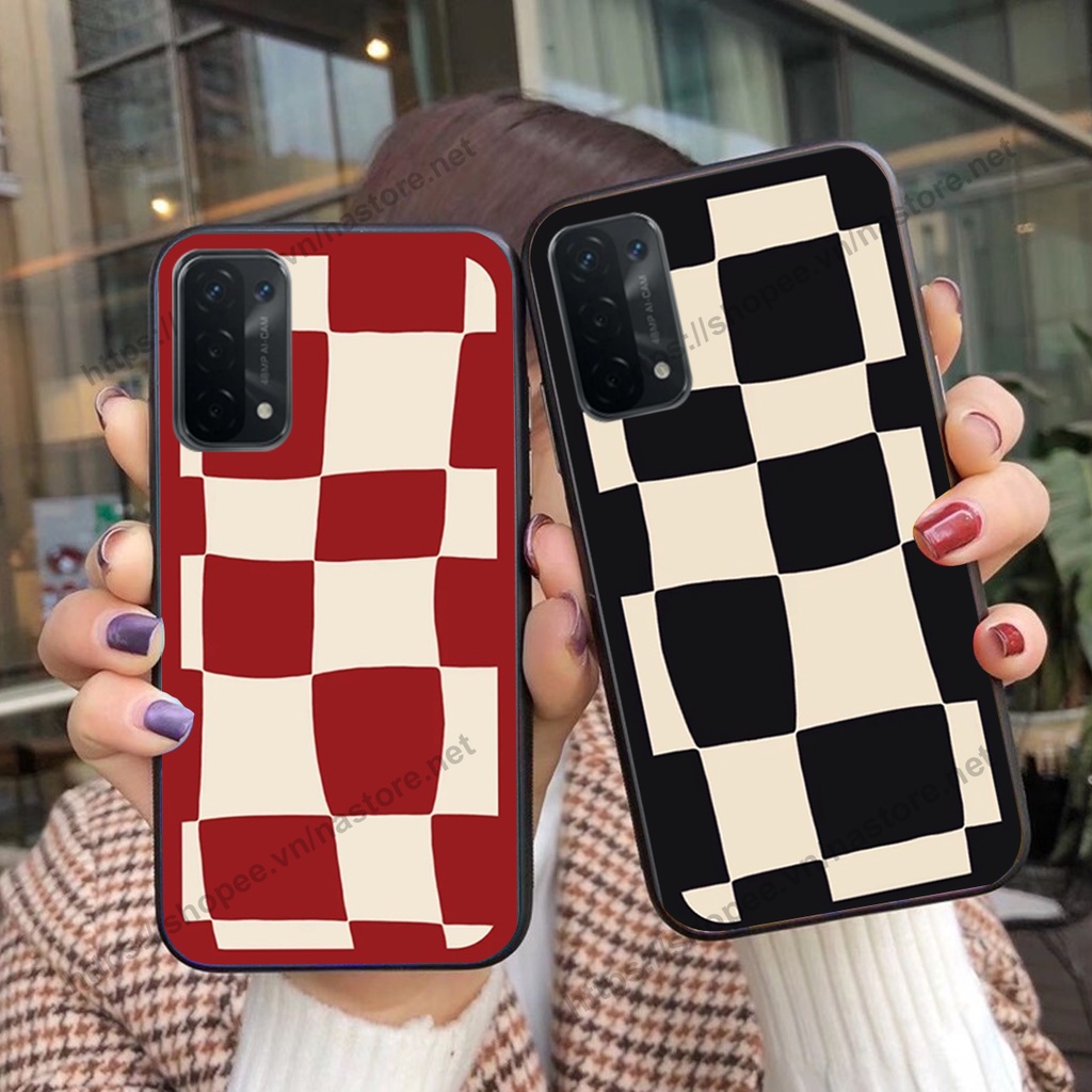 Ốp lưng Oppo A54 / A55 4G / A55 5G mặt cười, họa tiết caro đơn giản đẹp cute