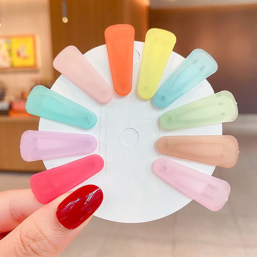 Set 10 kẹp tóc màu kẹo đơn giản thời trang dành cho bé gái