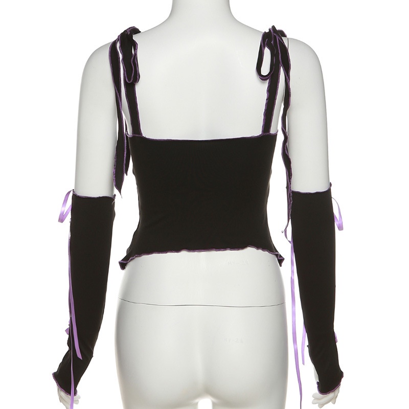 Ins Áo Tank Top Hở Lưng Có Dây Cột Phối Ren Phong Cách Bán Chạy