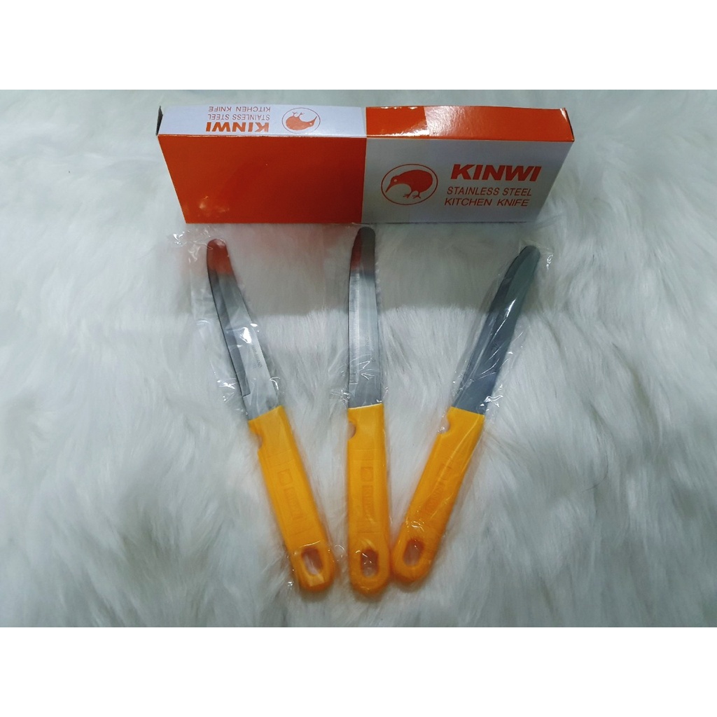 Hộp 12 Cây Dao Kinwi Stainless Steel Kitchen Knife Cán Vàng Mũi Bầu - 512